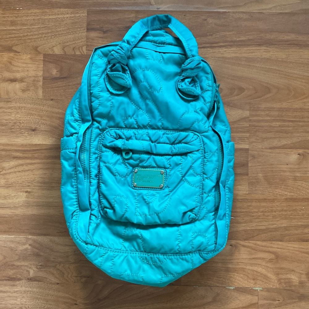 ❤️ Marc Jacobs Green Quilted Logo Nylon Backpack